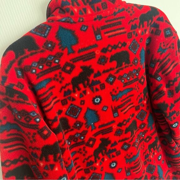L.L. Bean Red and Black Patterned Fleece Pullover - Picture 11 of 12